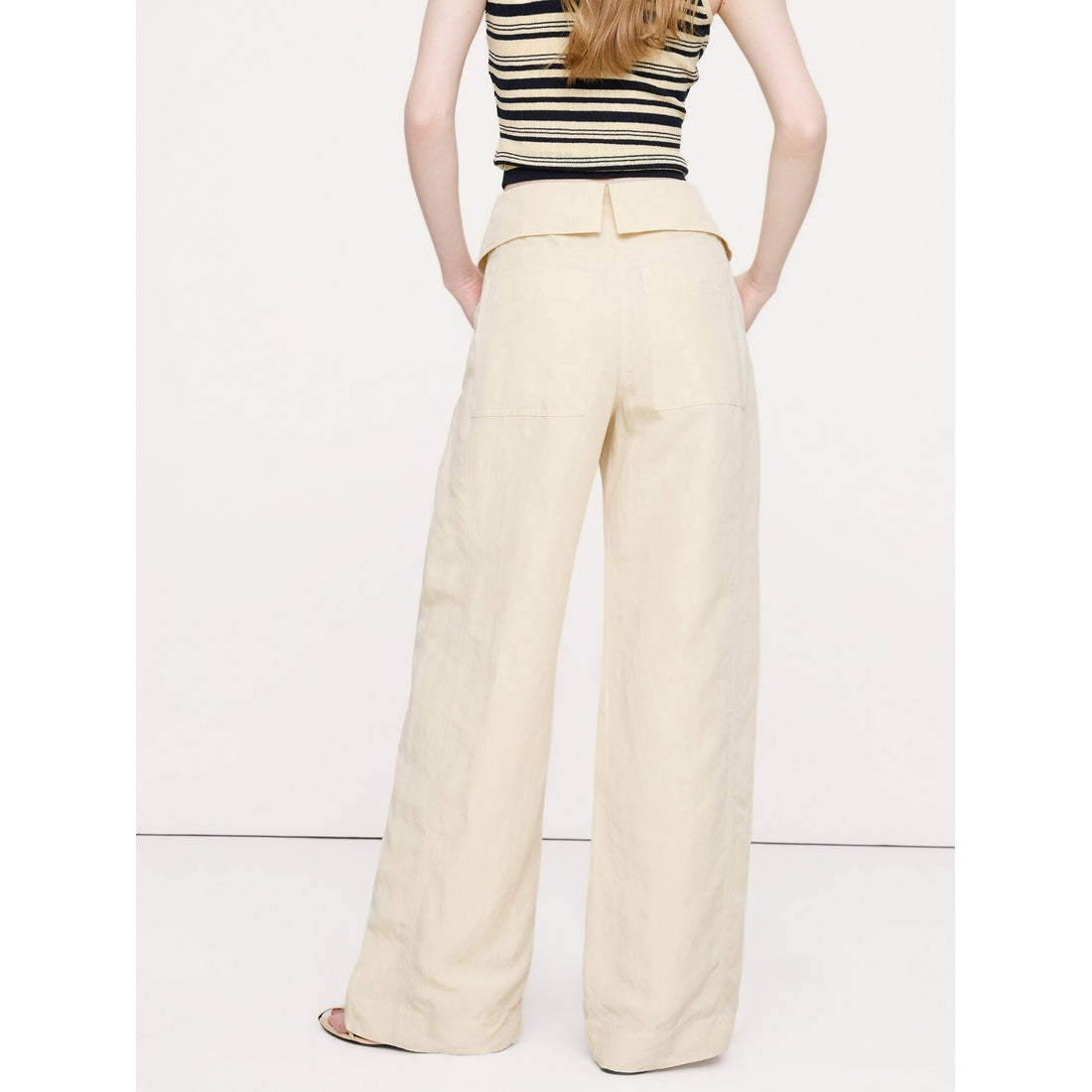 Women's Wide-Leg Tencel™-Linen Pant With Foldover Waistband