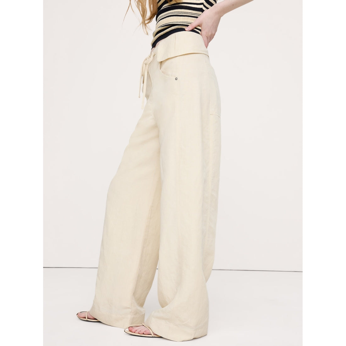 Women's Wide-Leg Tencel™-Linen Pant With Foldover Waistband