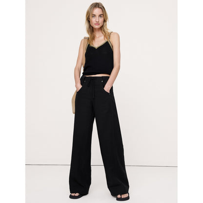 Women's Wide-Leg Tencel™-Linen Pant With Foldover Waistband