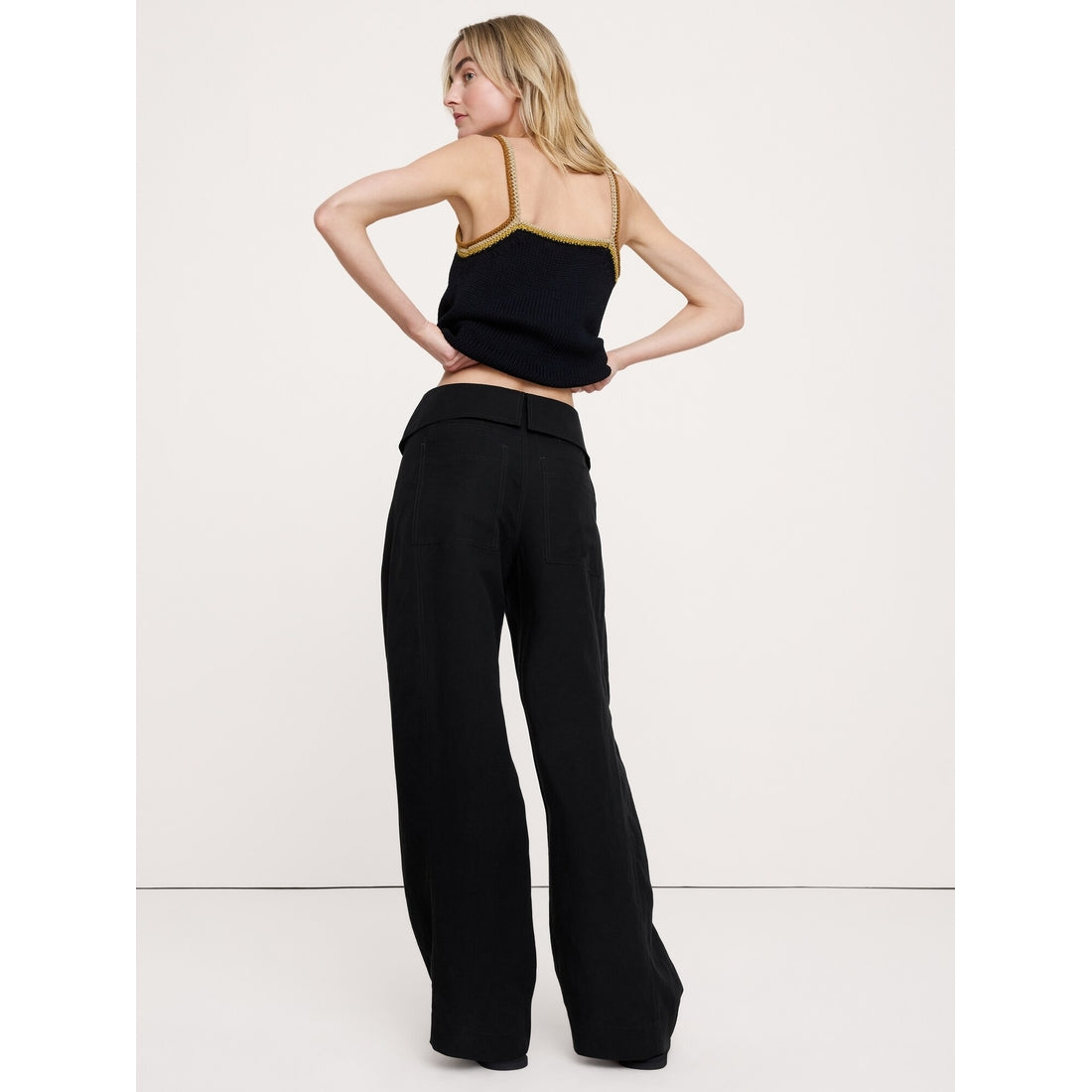 Women's Wide-Leg Tencel™-Linen Pant With Foldover Waistband