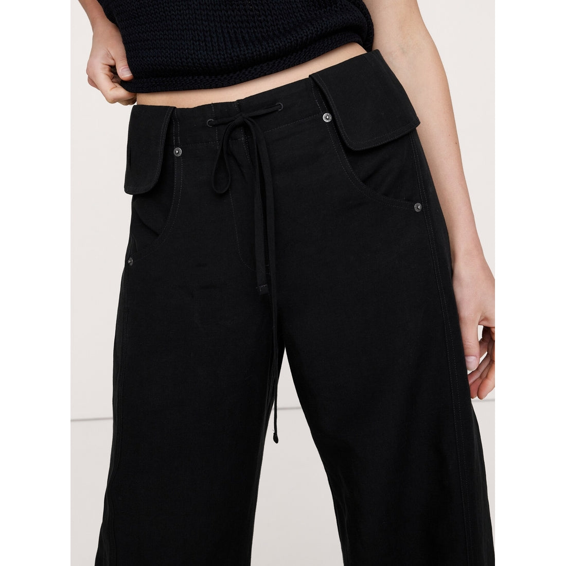 Women's Wide-Leg Tencel™-Linen Pant With Foldover Waistband