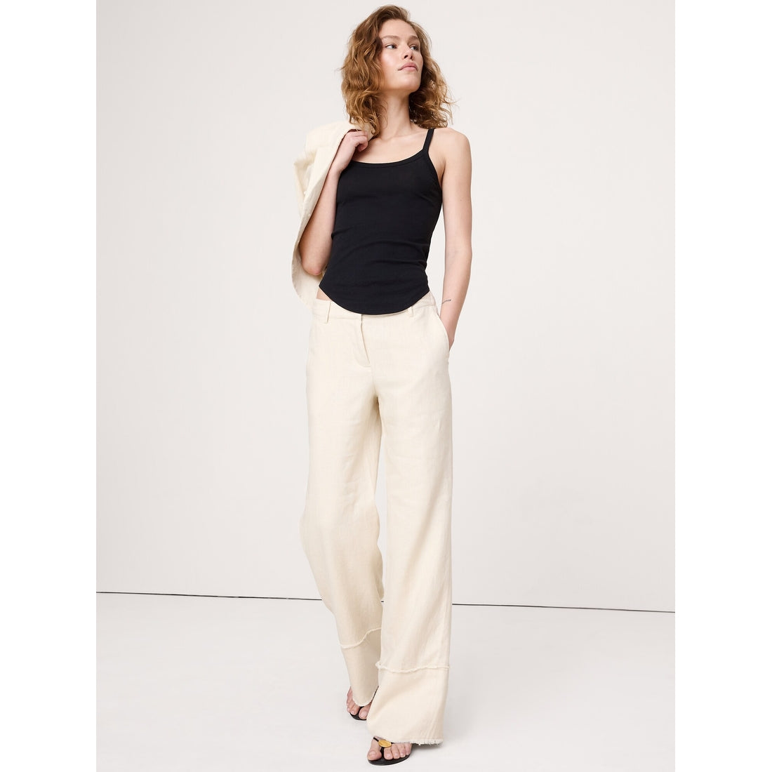 Women's The Everyday Wide-Leg Pant In Fringe-Hem Linen