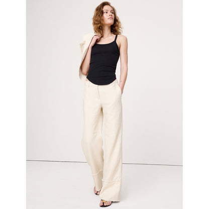 Women's The Everyday Wide-Leg Pant In Fringe-Hem Linen