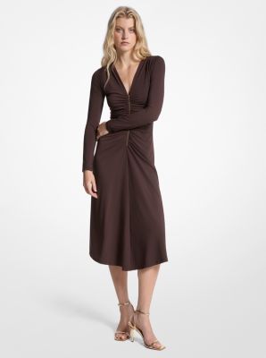 Ruched Stretch Matte Jersey Dress
