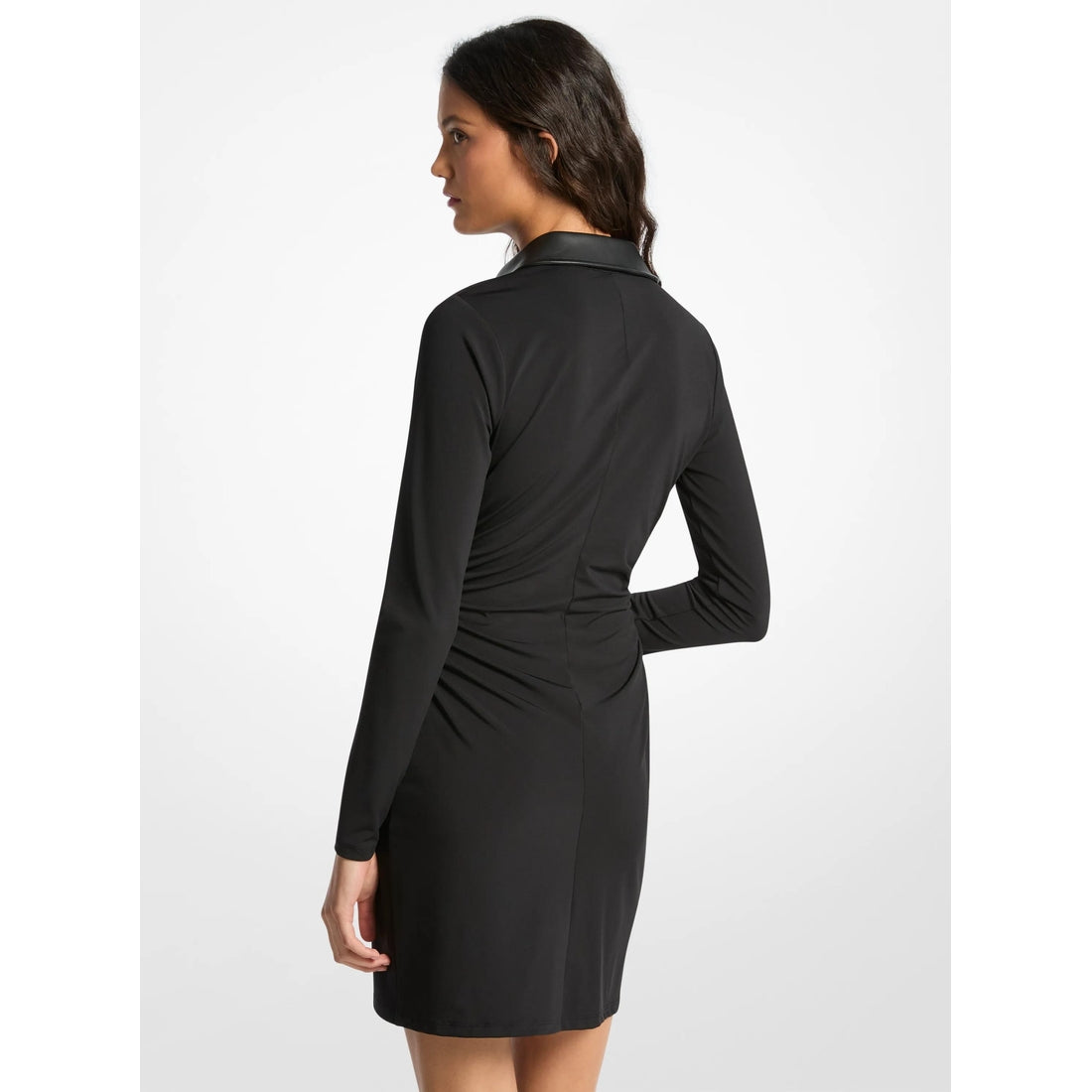 Ruched Stretch Matte Jersey Snap Mini Dress