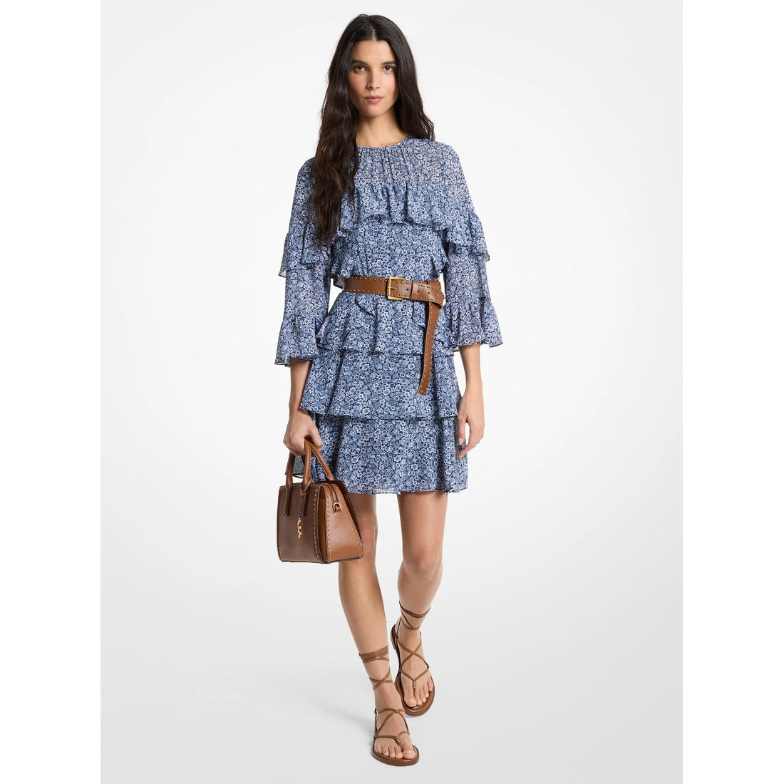 Floral Print Georgette Ruffle Mini Dress