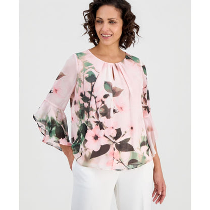 Kasper Women's Printed Flare-Sleeve Blouse, Regular & Petites