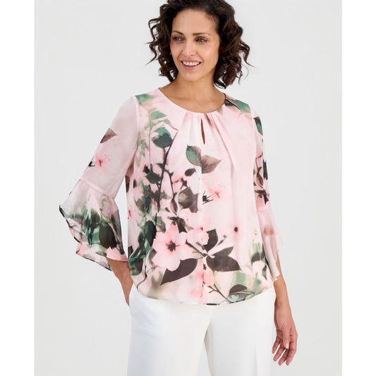 Kasper Women's Printed Flare-Sleeve Blouse, Regular & Petites