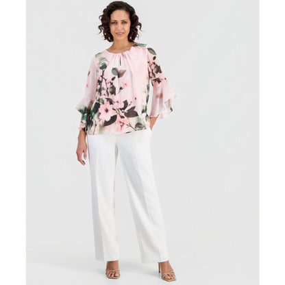 Kasper Women's Printed Flare-Sleeve Blouse, Regular & Petites