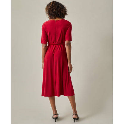 Kasper Women's Tie-Waist Short-Sleeve Fit & Flare Dress