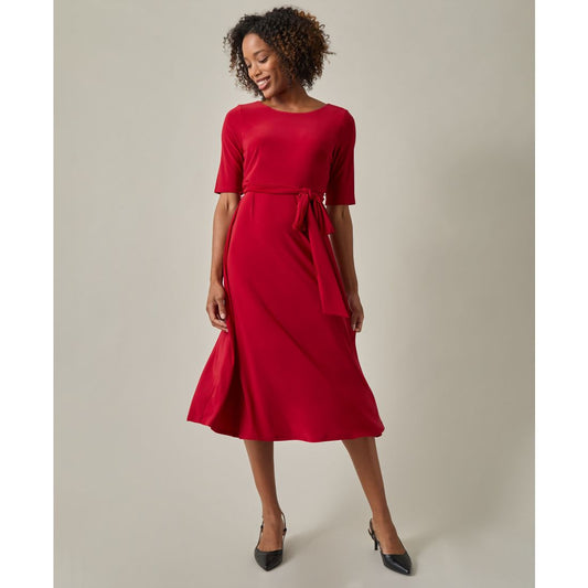 Kasper Women's Tie-Waist Short-Sleeve Fit & Flare Dress