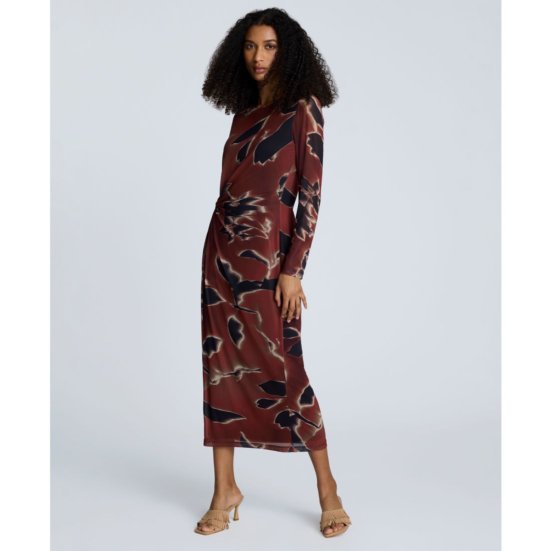 Kenneth Cole Women's Knot-Front Long-Sleeve Maxi Dress