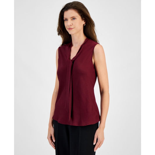 Kasper Tie-Neck Sleeveless Blouse