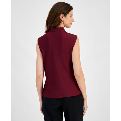 Kasper Tie-Neck Sleeveless Blouse