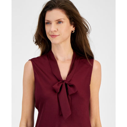 Kasper Tie-Neck Sleeveless Blouse