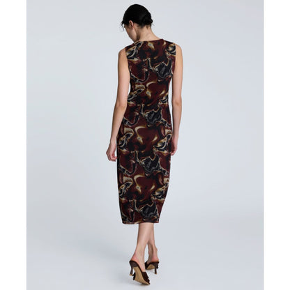 Kenneth Cole Women's Printed Side-Twist Sleeveless Midi Dress