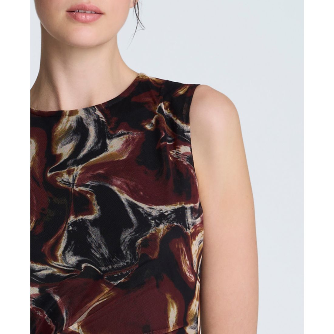 Kenneth Cole Women's Printed Side-Twist Sleeveless Midi Dress