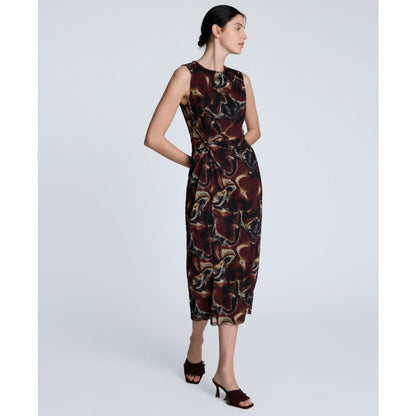 Kenneth Cole Women's Printed Side-Twist Sleeveless Midi Dress