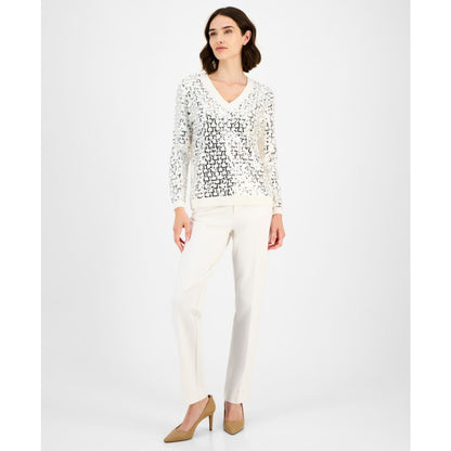 Anne Klein Women's Zig-Zag Sequin Sweater