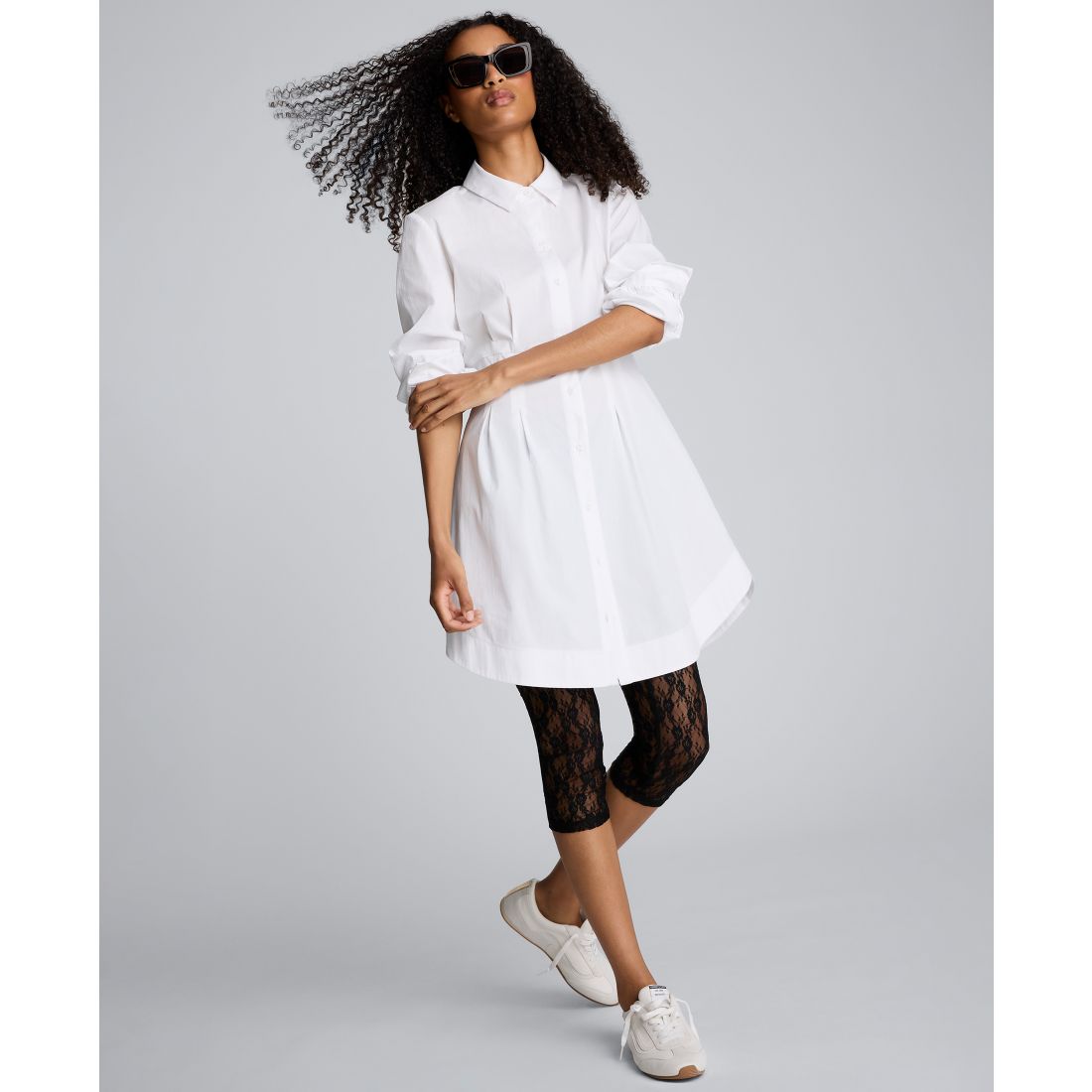 Kenneth Cole Women's Blouson Sleeves Mini Shirt Dress
