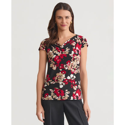 Kasper Women's Printed Cowlneck Blouse, Regular & Petite