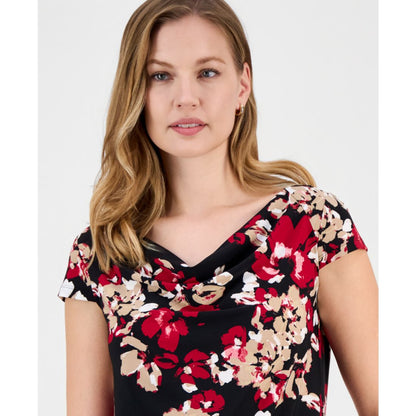 Kasper Women's Printed Cowlneck Blouse, Regular & Petite