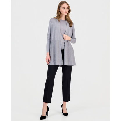 Anne Klein Women's Monteray Metallic Open-Front Cardigan - Silver W/ Lurex