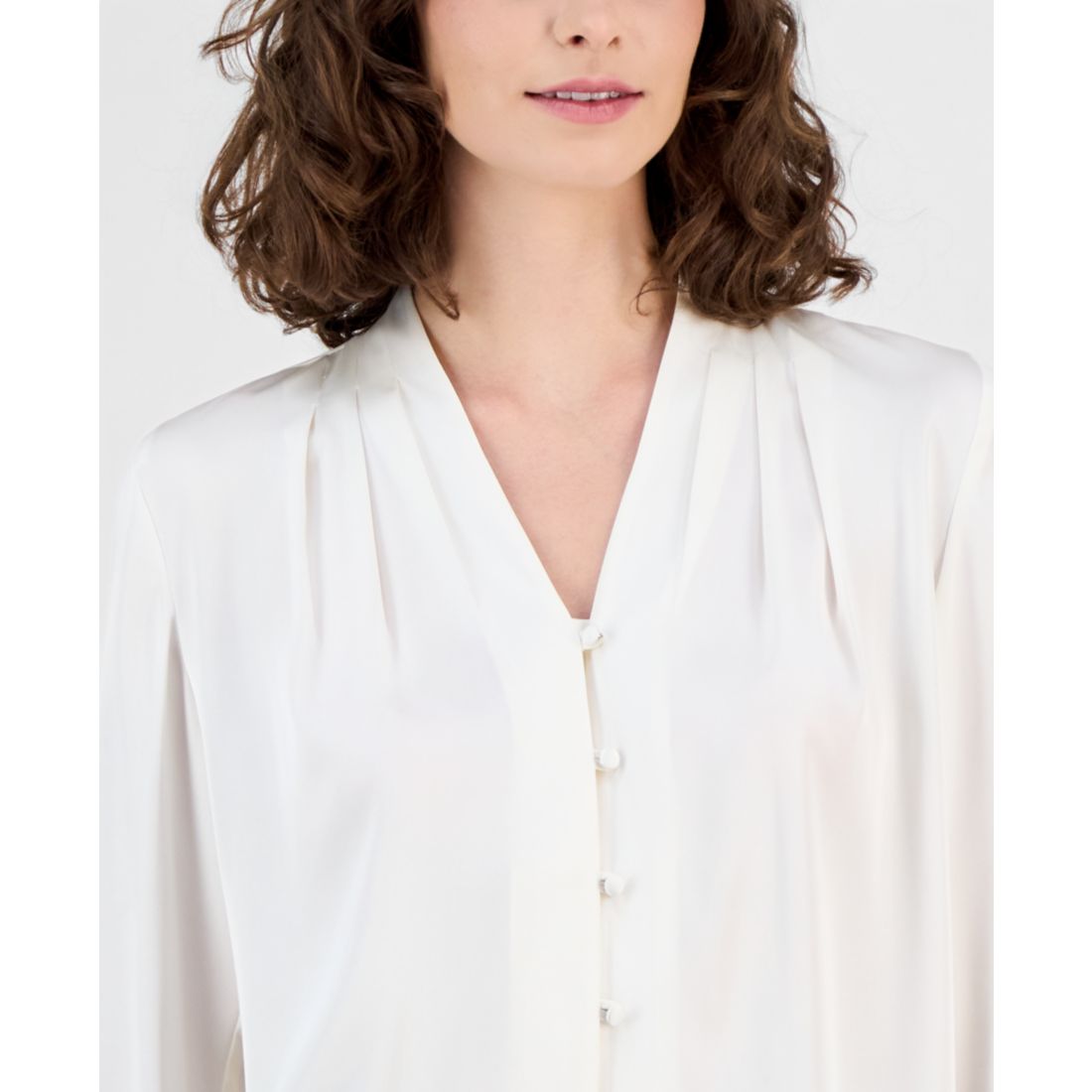 Anne Klein Women's V-Neck Button-Front Blouse