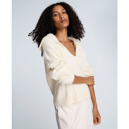 Kenneth Cole Women's V-Neck Wide Rib Polo Sweater