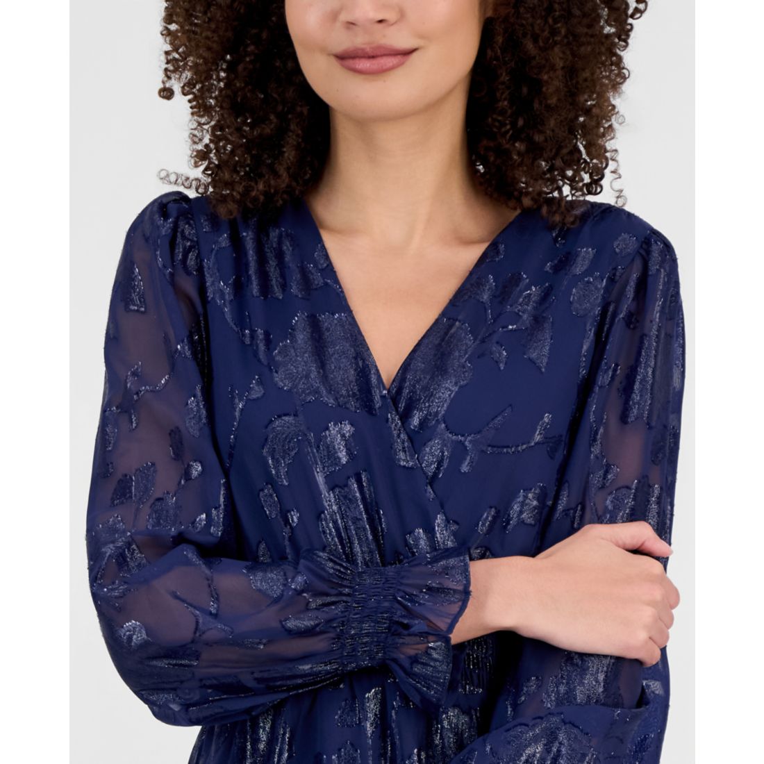 Anne Klein Women's Smocked-Trim Tiered Maxi Dress