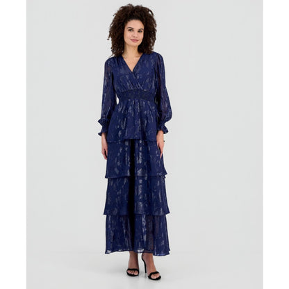 Anne Klein Women's Smocked-Trim Tiered Maxi Dress