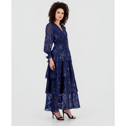 Anne Klein Women's Smocked-Trim Tiered Maxi Dress