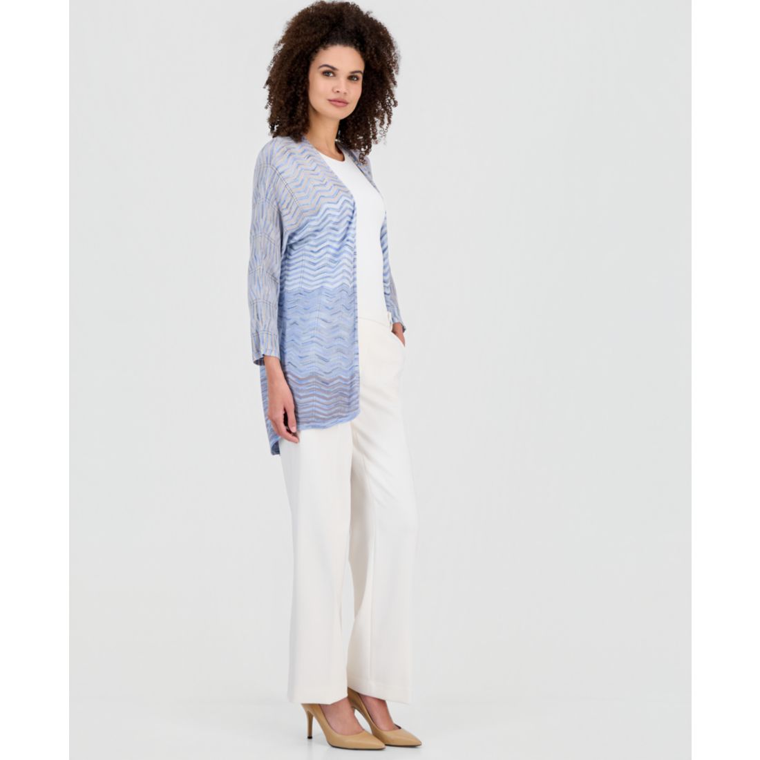Anne Klein Women's Zigzag Knit Open-Front Cardigan