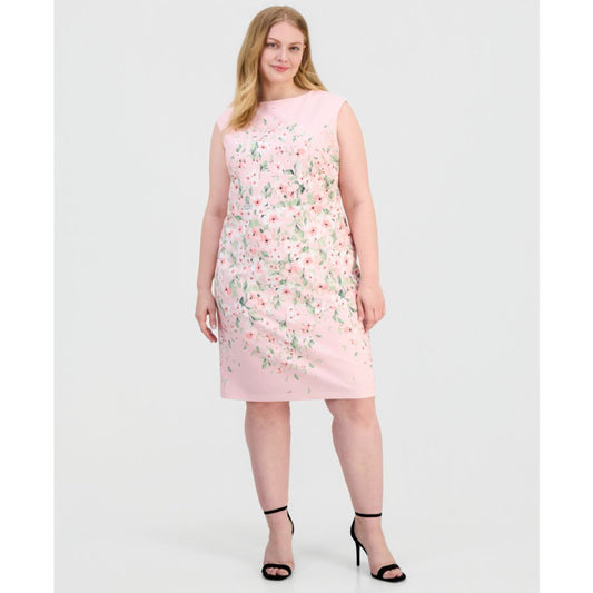 Kasper Plus Size Floral Sleeveless Sheath Dress