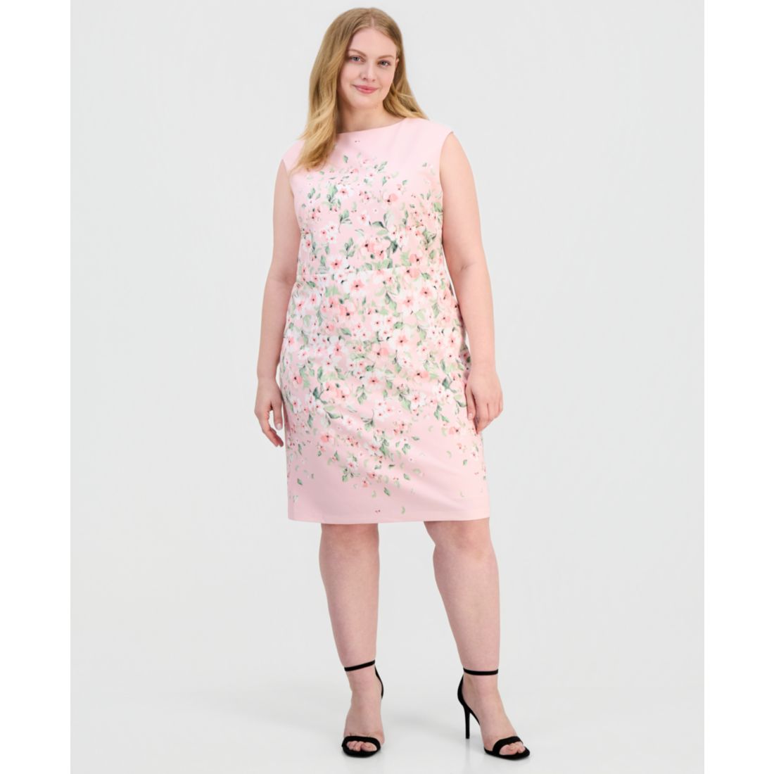 Kasper Plus Size Floral Sleeveless Sheath Dress
