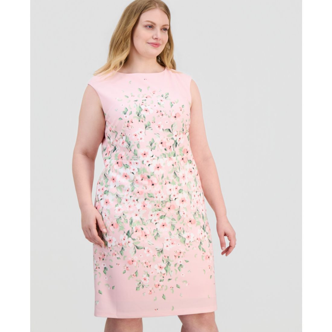 Kasper Plus Size Floral Sleeveless Sheath Dress