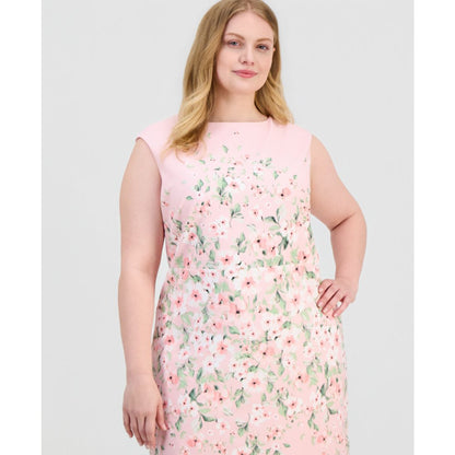 Kasper Plus Size Floral Sleeveless Sheath Dress