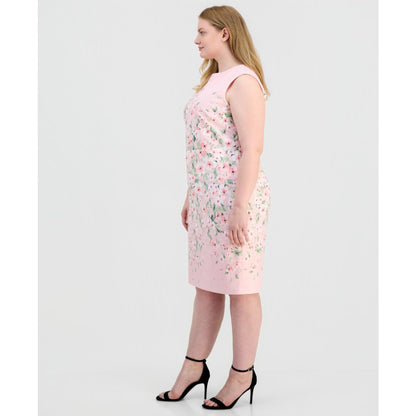 Kasper Plus Size Floral Sleeveless Sheath Dress
