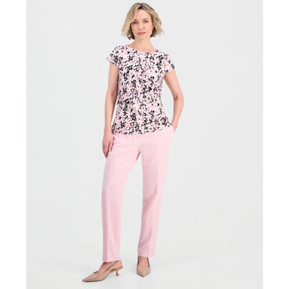 Kasper Women's Floral Pleat-Front Cap-Sleeve Top, Regular and Petites