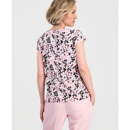 Kasper Women's Floral Pleat-Front Cap-Sleeve Top, Regular and Petites