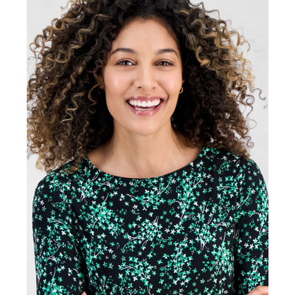 Jones New York Petite Printed 3/4-Sleeve Top