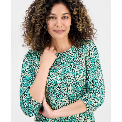 Jones New York Petite Printed Blouson-Sleeve Top