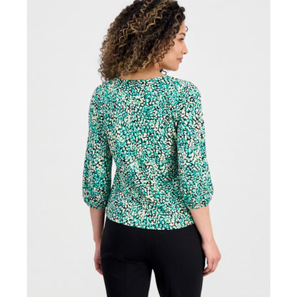 Jones New York Petite Printed Blouson-Sleeve Top