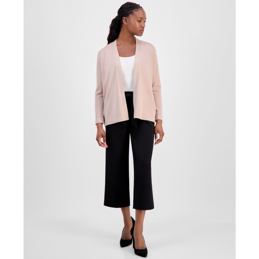 Anne Klein Essentials Petite Chatham Open-Front Cardigan