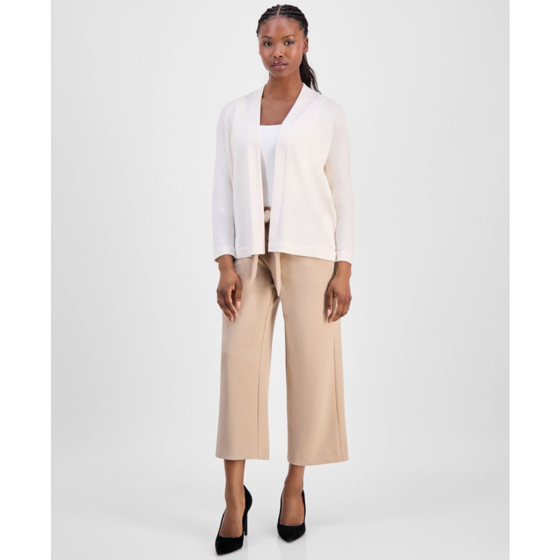 Anne Klein Essentials Petite Chatham Open-Front Cardigan