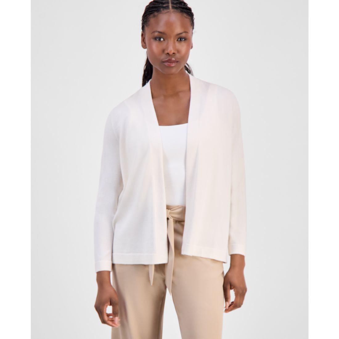 Anne Klein Essentials Petite Chatham Open-Front Cardigan