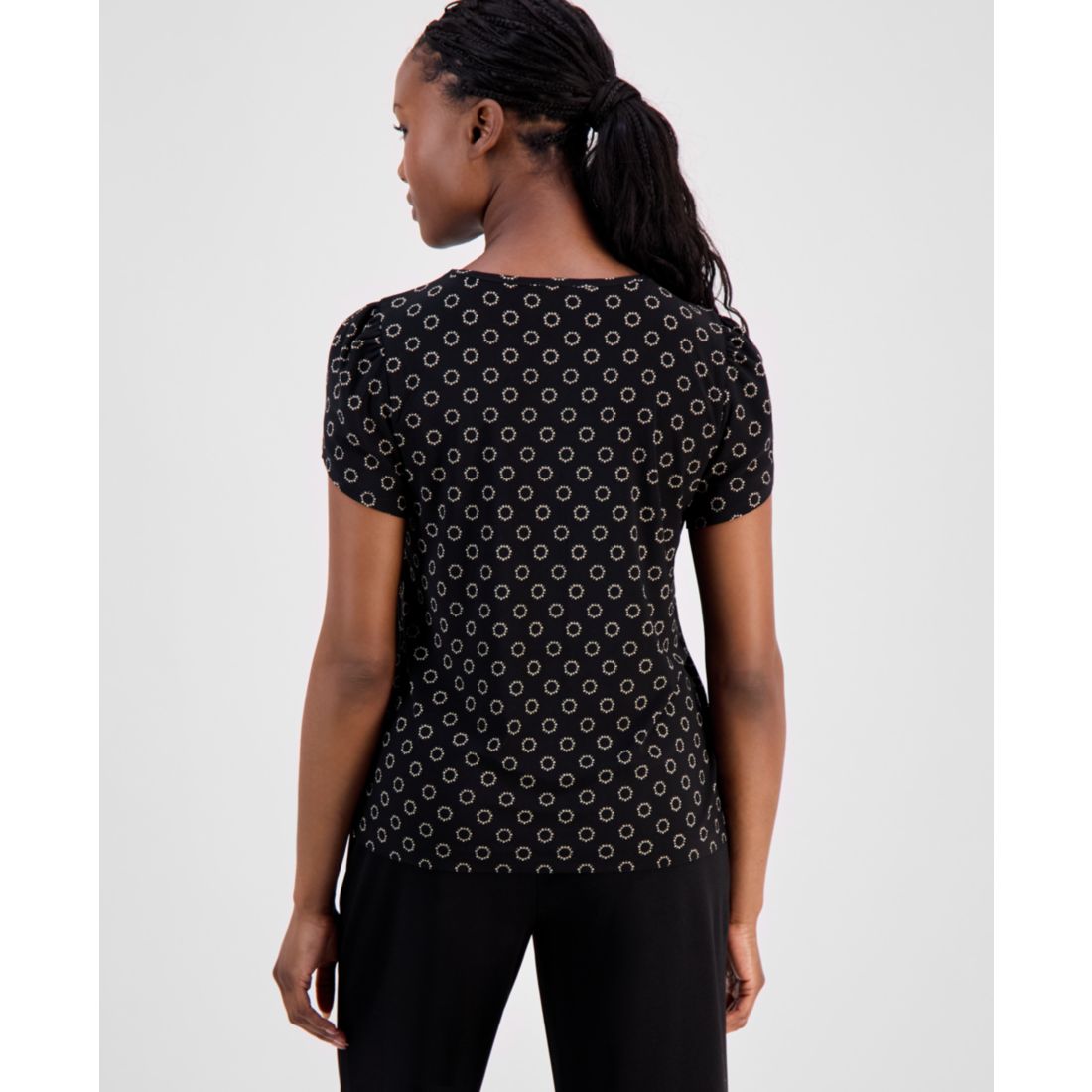 Anne Klein Essential Petite Circle-Print Top
