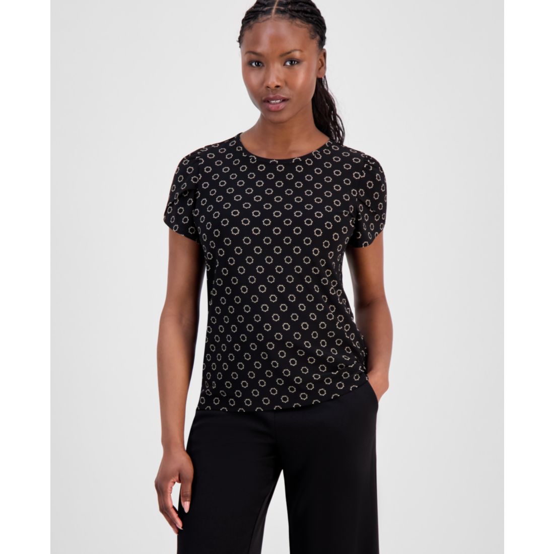Anne Klein Essential Petite Circle-Print Top