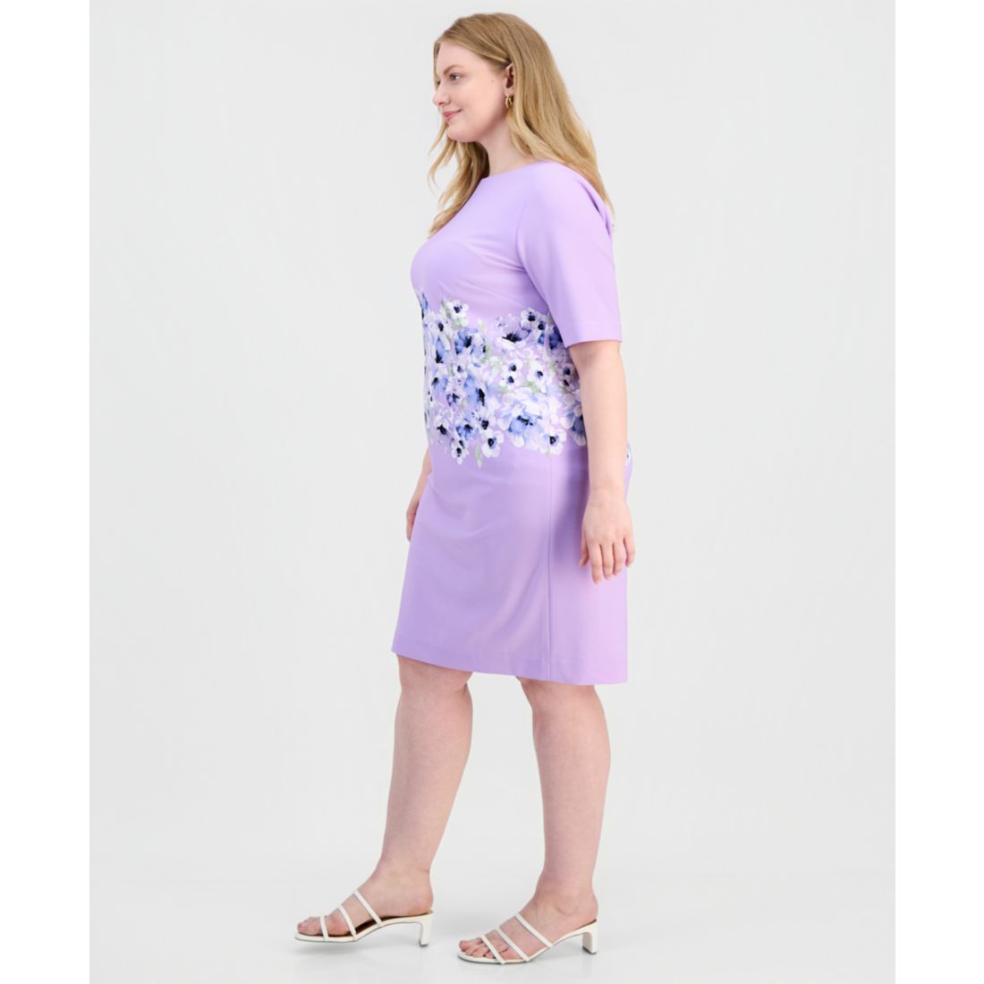 Kasper Plus Size Printed Scuba Crepe Sheath Dress
