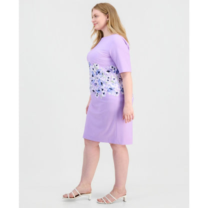 Kasper Plus Size Printed Scuba Crepe Sheath Dress